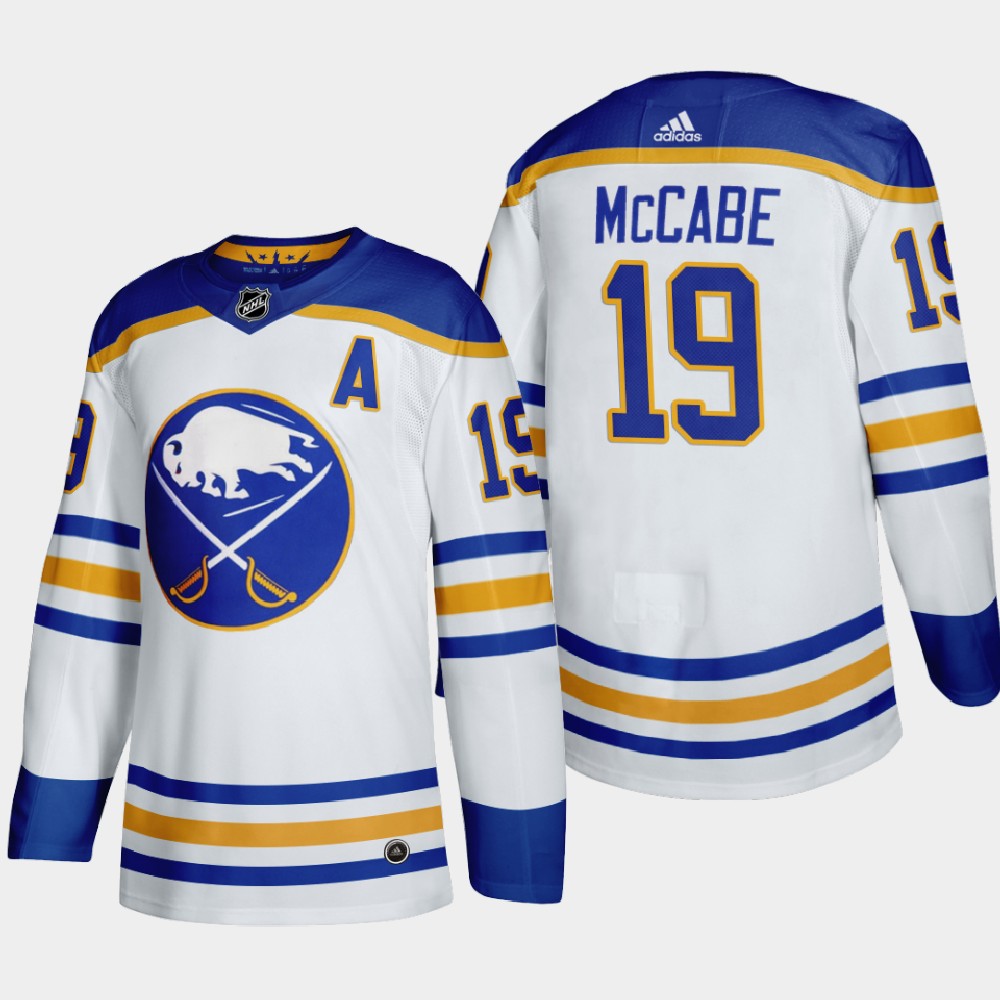 Buffalo Sabres #19 Jake Mccabe Men Adidas 2020 Away Authentic Player Stitched NHL Jersey White
